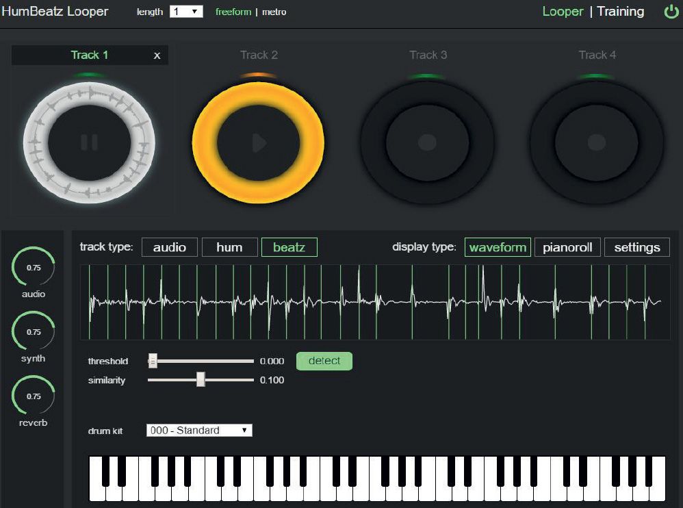 HumBeatz turns your voice into instrument and drum parts and works in