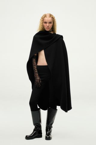 Manteco Wool Blend Asymmetrical Cape Zw Collection