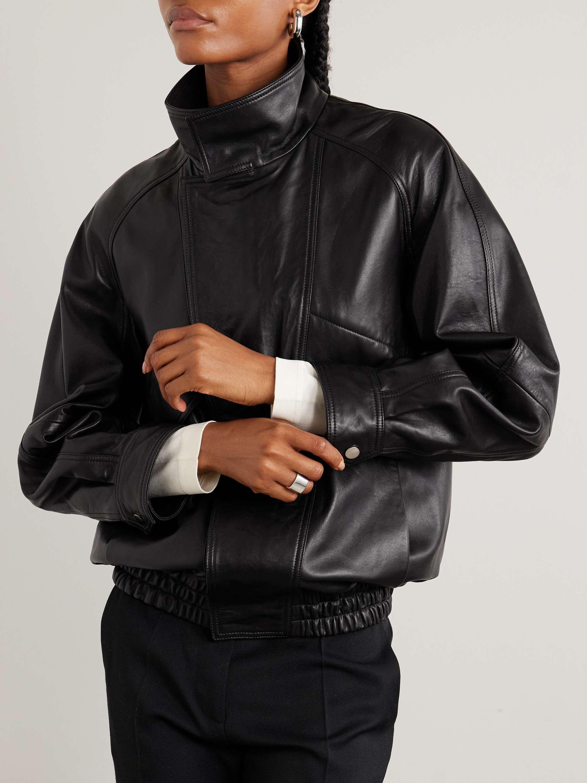 Ariste Oversized Paneled Leather Jacket