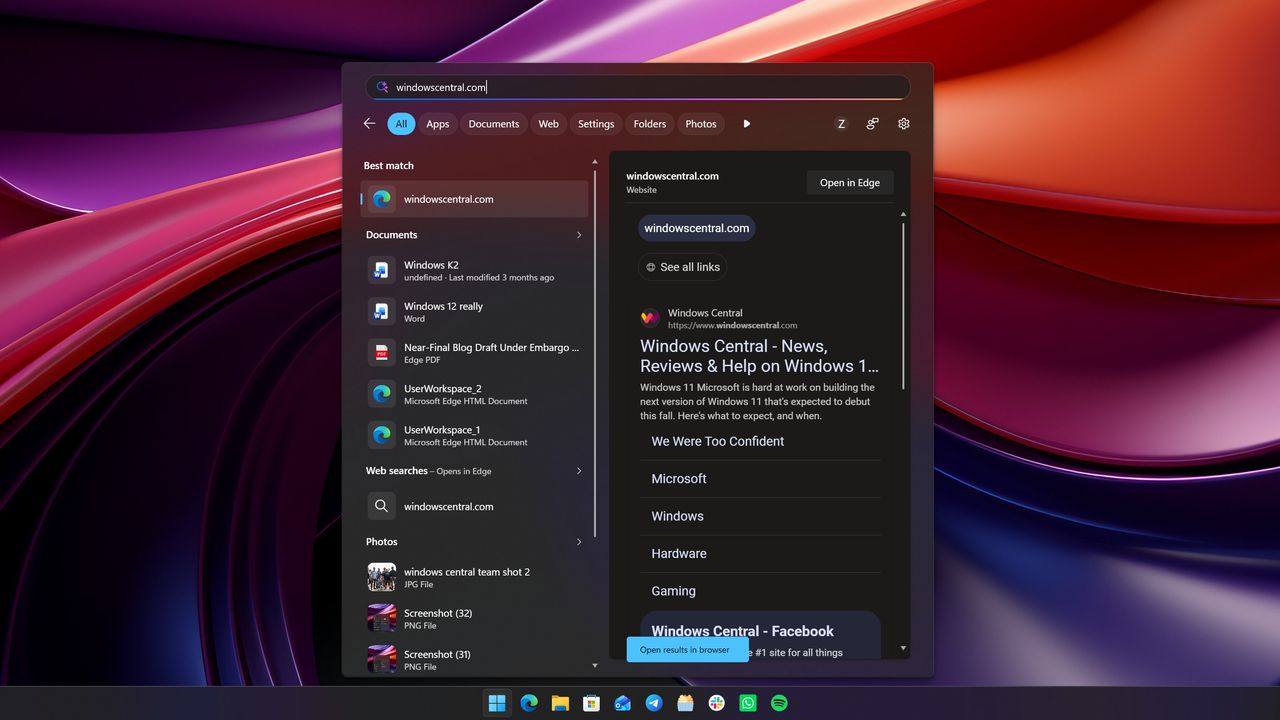 New Windows Search UX