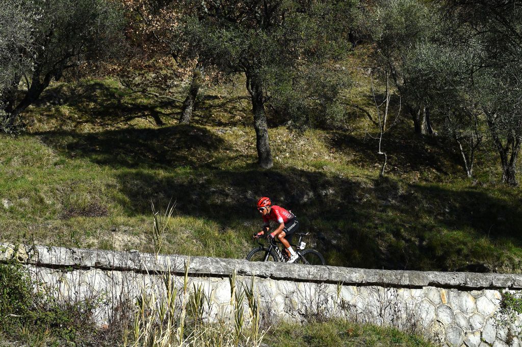 BLAUSASC FRANCE FEBRUARY 20 Nairo Alexander Quintana Rojas of Colombia and Team Arka Samsic competes during the 54th Tour Des Alpes Maritimes Et Du Var Stage 3 a 1126km stage from Villefranche sur Mer to Blausasc on February 20 2022 in Blausasc France Photo by Dario BelingheriGetty Images