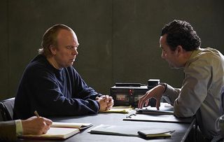 The Interrogation of Tony Martin - L-R Tony Martin (Steve Pemberton) and DC Peters (Danny Mays)