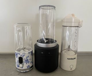 KitchenAid Cordless Blender next to the Nutribullet Personal Blender and Laura Ashley personal blender