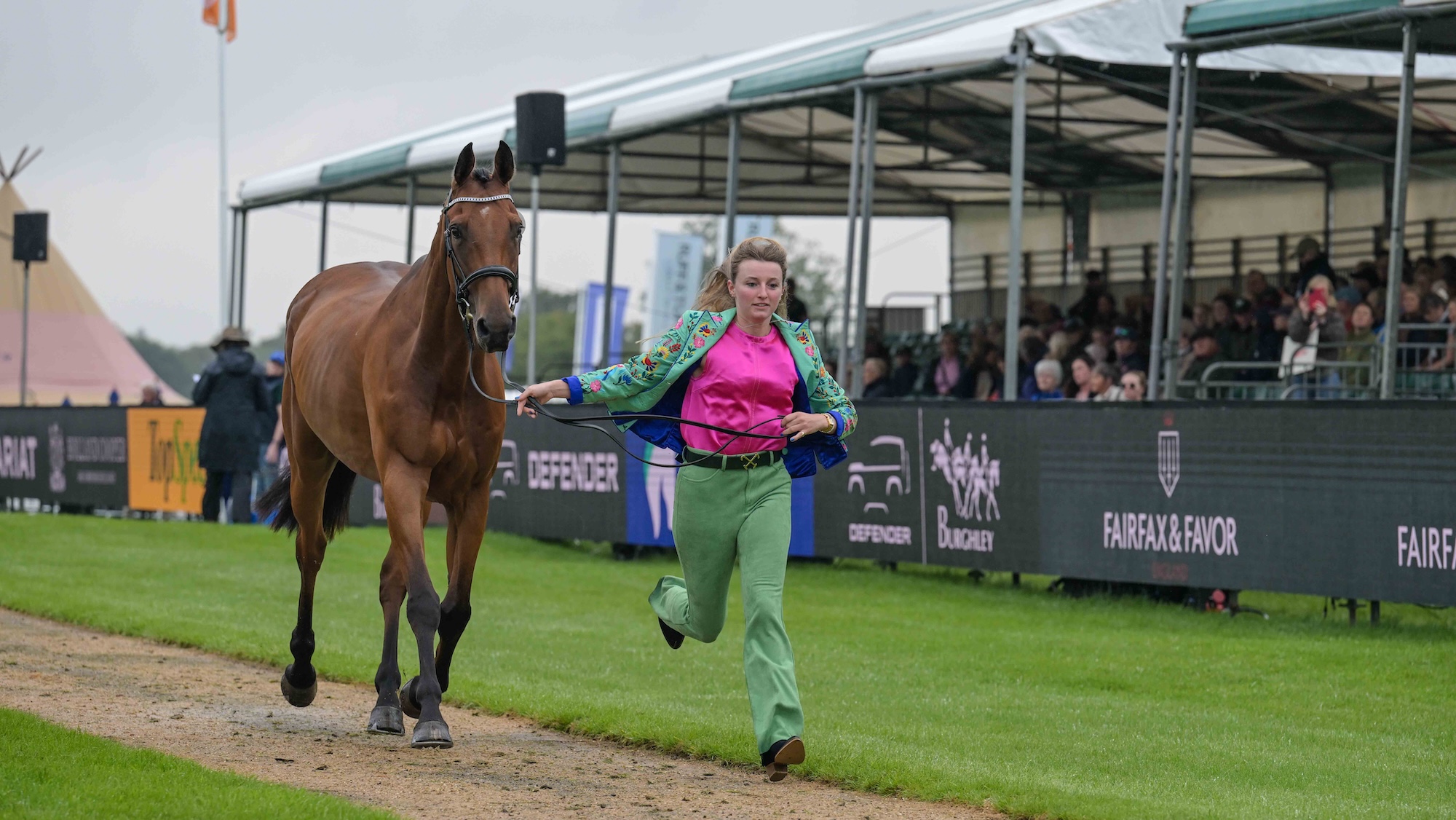 Tara Dixon (GBR) riding Master Smart in the fist Horse Inspection before the start of the Defender Burghley Horse Trials, Stamford in Lincolnshire in the UK between 2nd - 6th September 2026