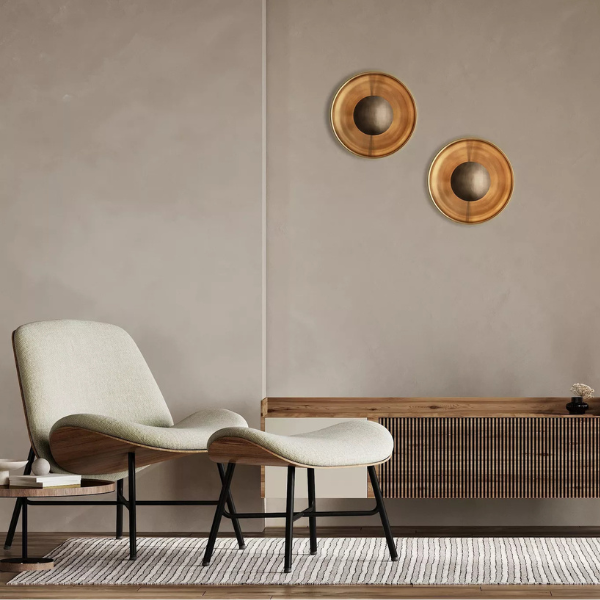 Industville, Industville Boston Round Metal Diffuser Wall/Ceiling Light, Brass