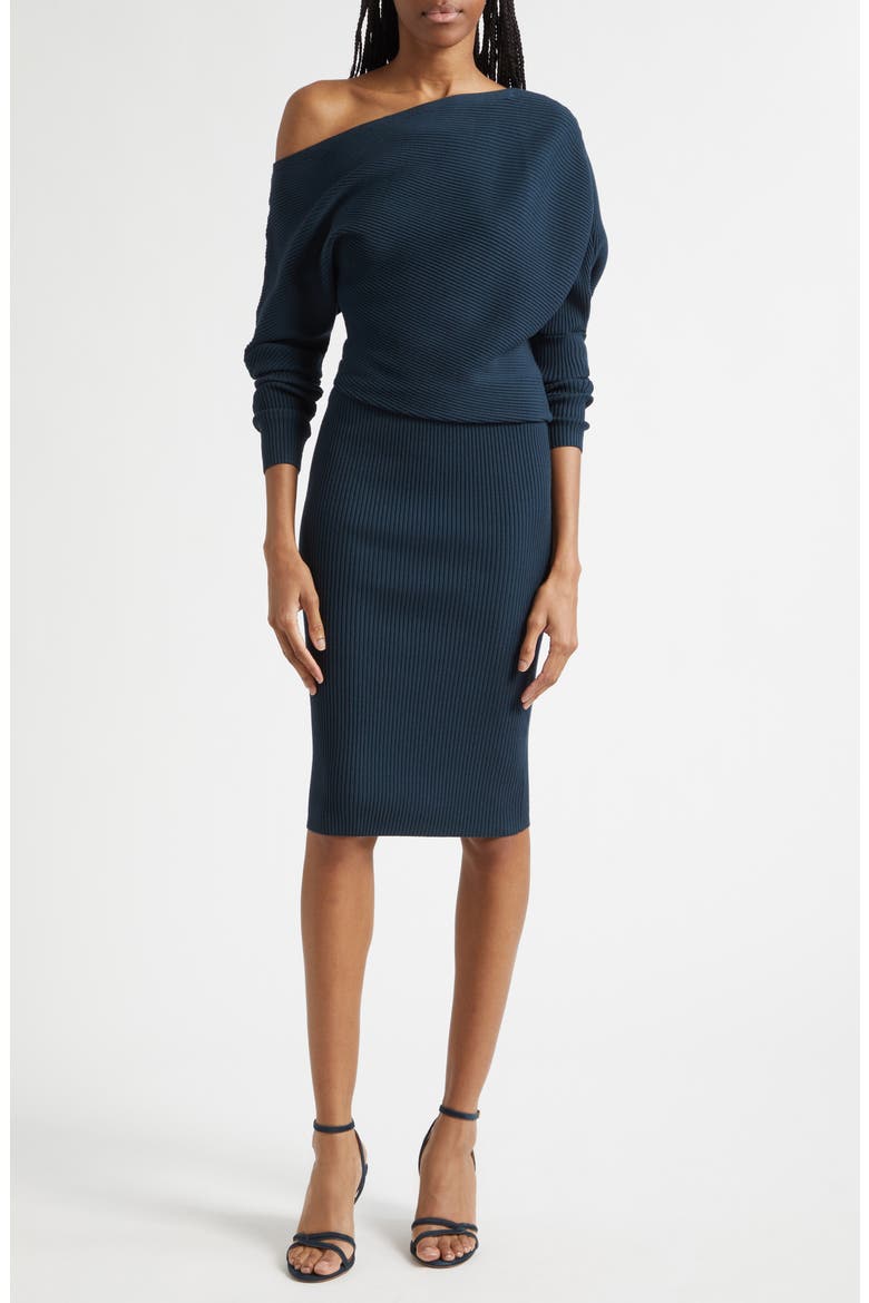 Lara Rib Knit Off the Shoulder Sweater Dress