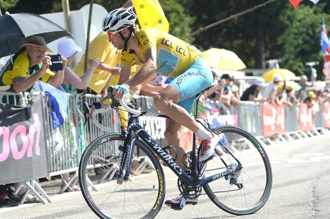 Vincenzo Nibali (Astana) hammers to the stage win on the first major mountain finish in Chamrousse