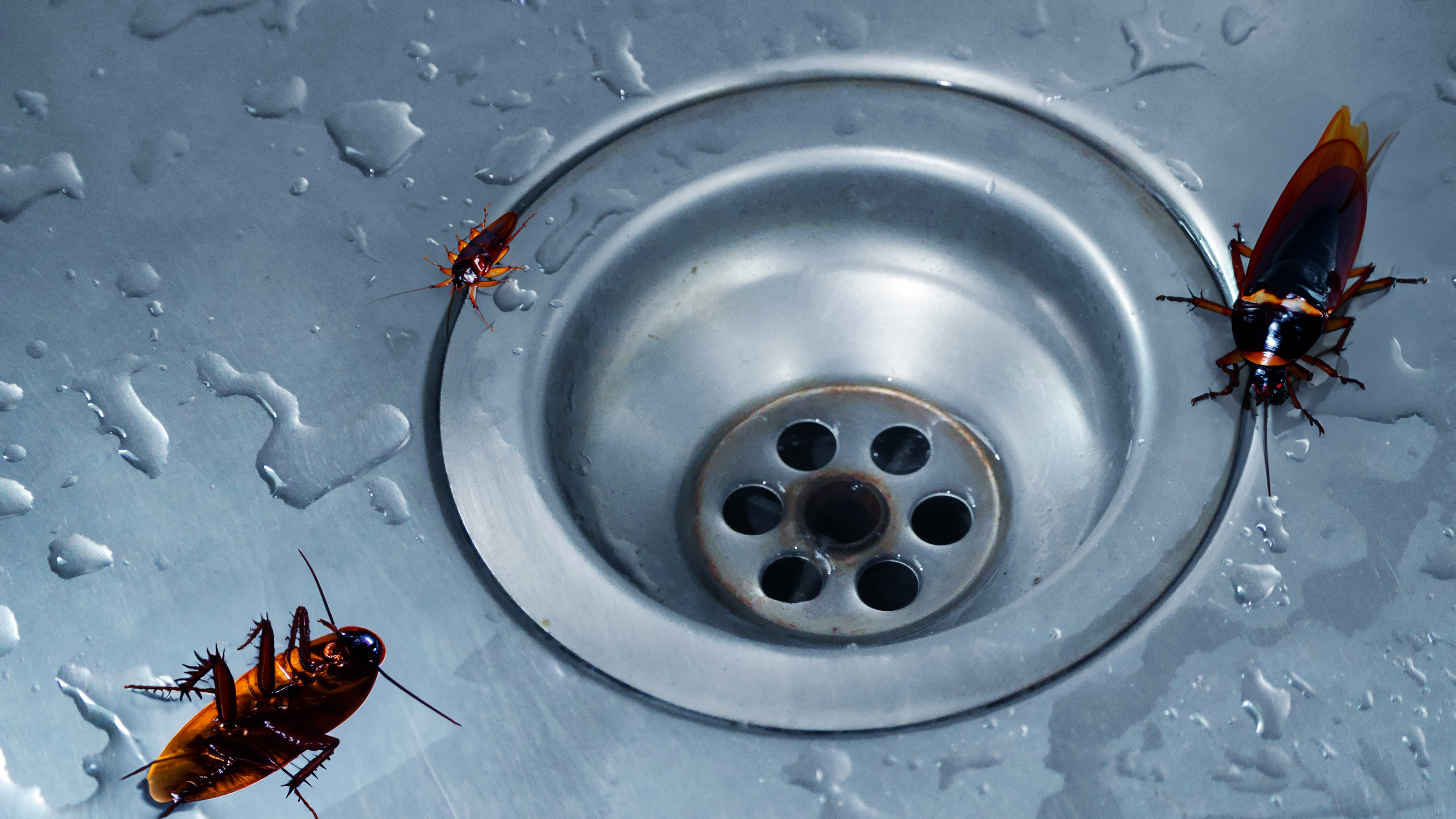 Two roaches in the drain