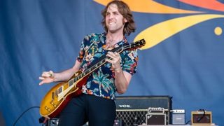 Sadler Vaden of Jason Isbell & The 400 Unit performs during 2022 New Orleans Jazz & Heritage Festival at Fair Grounds Race Course on April 30, 2022 in New Orleans, Louisiana. 