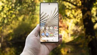 Das Google Pixel 7 mit Laub im Hintergrund / Google Pixel 8 Pro (SEO)