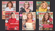 A collection of woman&home magazine covers featuring Lorraine Kelly, Ruth Langsford, Emilia Fox, Joanna Page, Kate Garraway, and Trinny Woodall