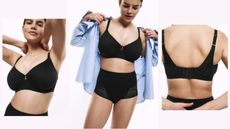 Model wearing M&S Cool Comfort™ Cotton Rich Minimiser Bra