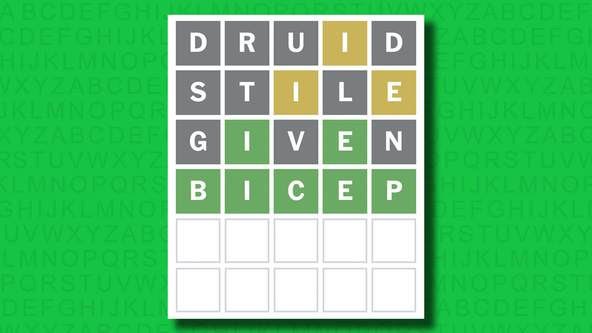 NYT Wordle answer for game 1423 on a green background
