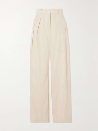 THE FRANKIE SHOP, Tansy Pleated Pinstriped Crepe De Chine Straight-Leg Pants