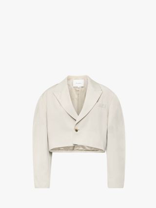 Cropped Rounded Tailored Jacket - Stone / 04