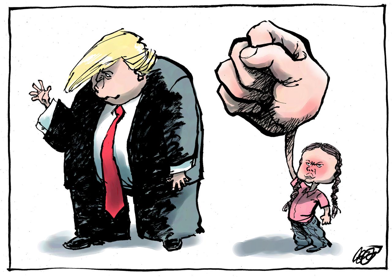 Political Cartoon U.S. Trump Greta Thunberg Trump