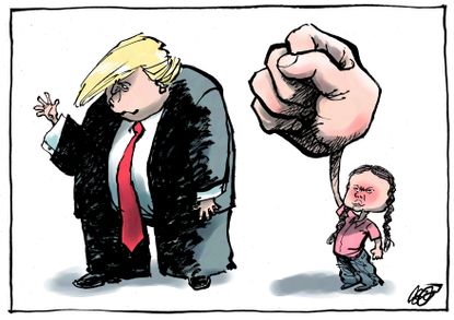 Political Cartoon U.S. Trump Greta Thunberg Trump