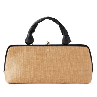 Jil Sander Goji small leather-trimmed faux raffia tote