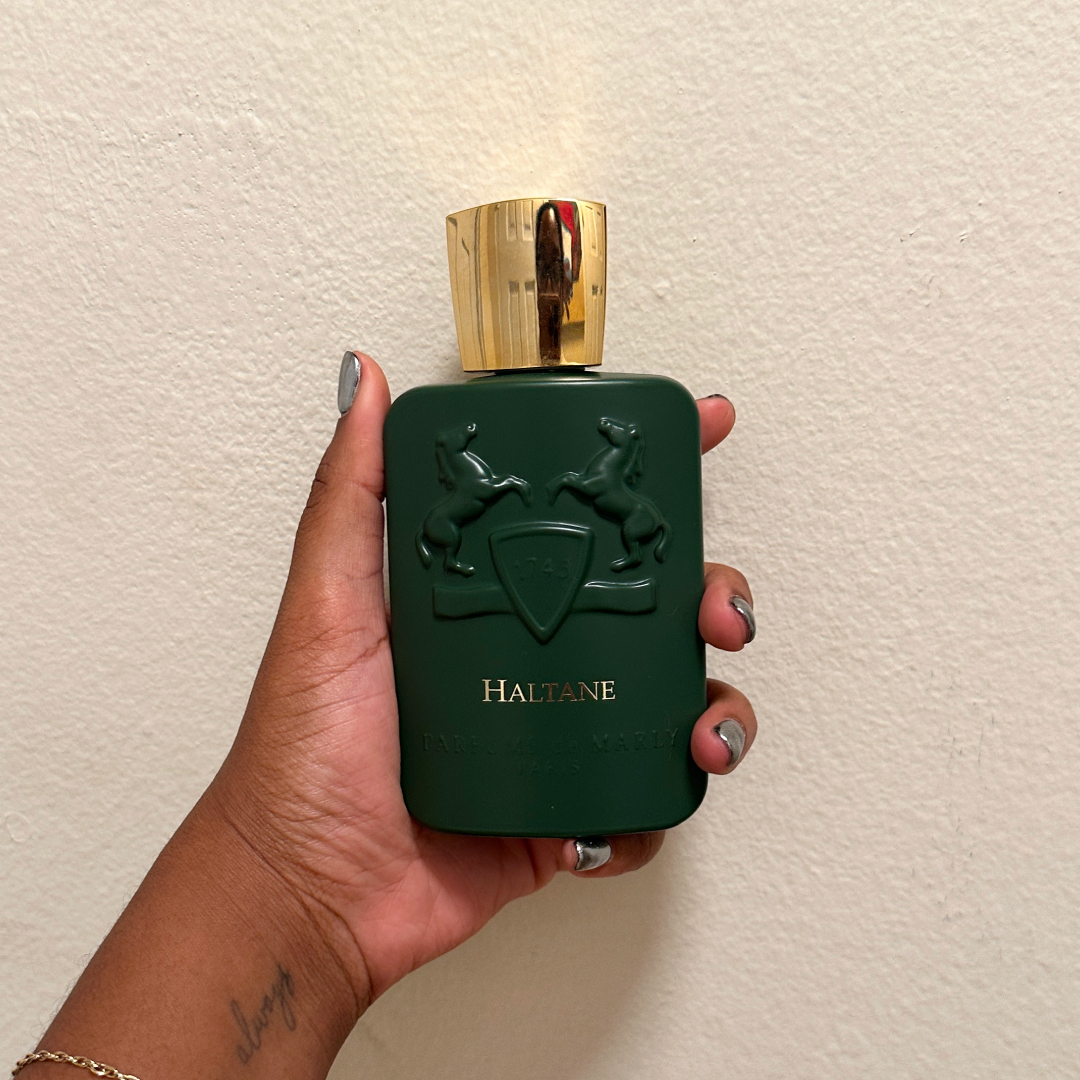 Ariel Baker testing Parfums de Marly Haltane Eau de Parfum.