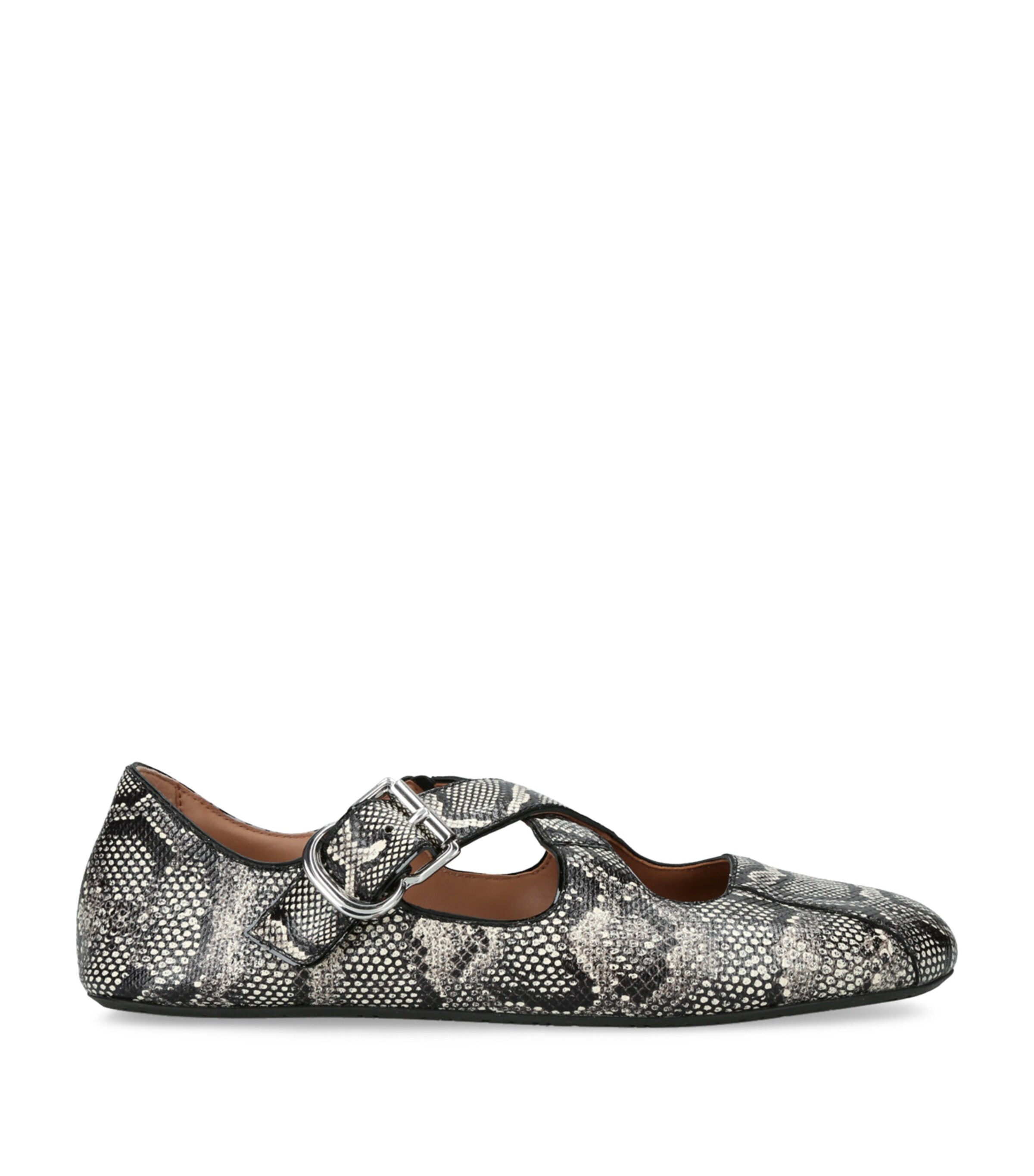 Alaïa Snakeskin Criss-Cross Ballet Flats