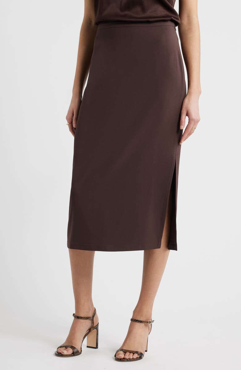 Crepe Midi Pencil Skirt
