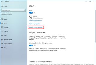 Manage known network option