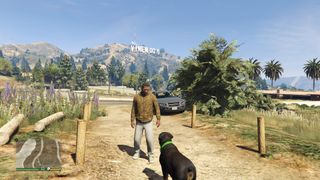 Franklin plays with Chop in Vinewood in GTA V