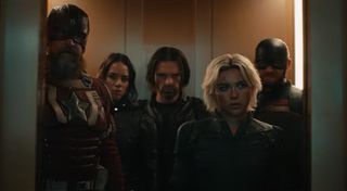 David Harbour, Hannah John-Kamen, Sebastian Stan, Florence Pugh and Wyatt Russell in Thunderbolts