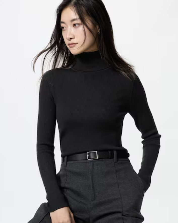 100% Merino Ribbed Turtleneck Jumper
