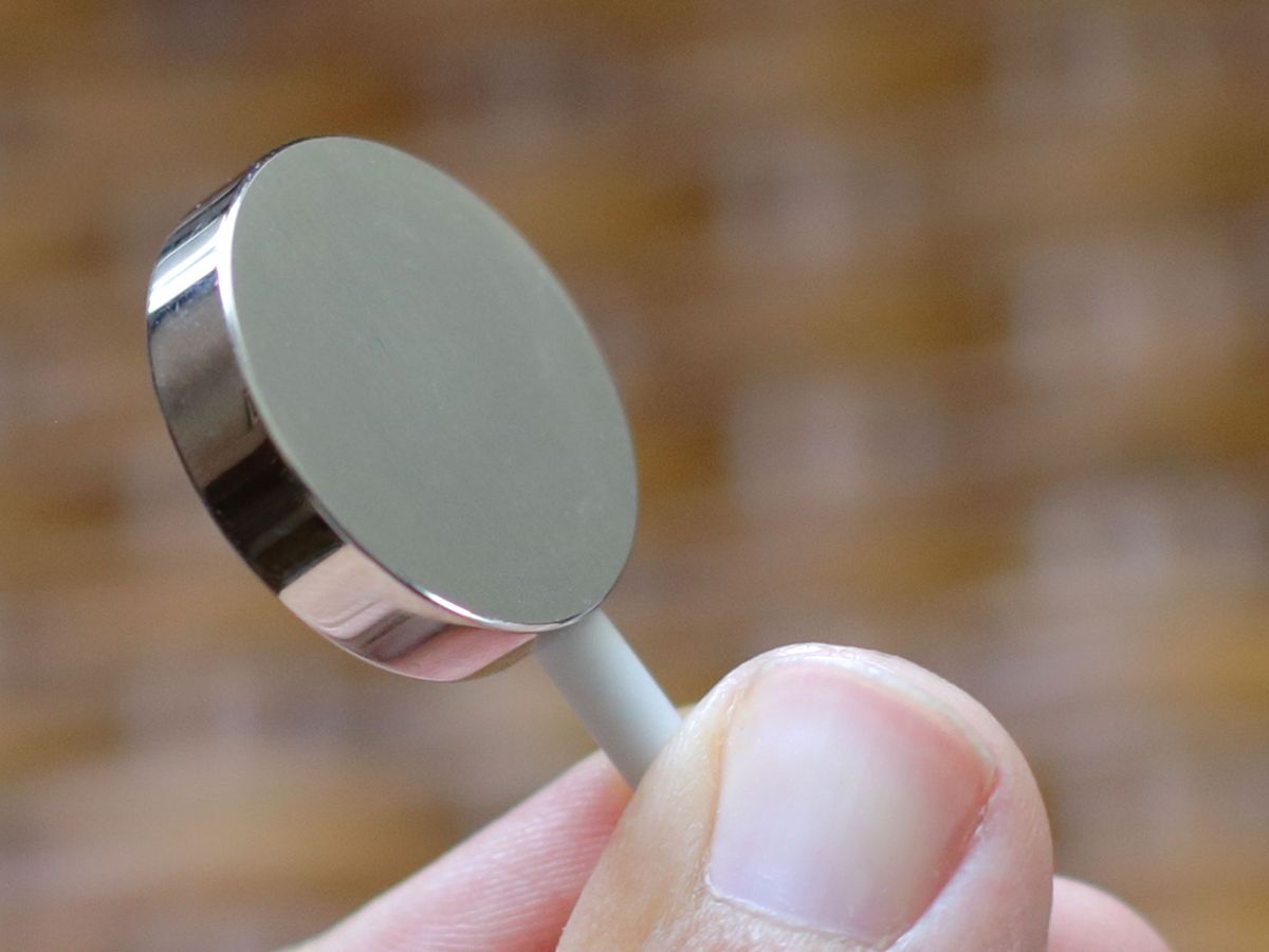Close up of Apple Watch charger from the front