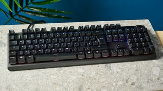 A black SteelSeries Apex Pro wired gaming keyboard