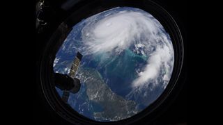 NASA astronaut Christina Koch shared this photo of Hurricane Dorian as seen from the International Space Station on Sept. 2, 2019.