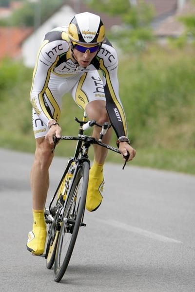 Martin Velits (Team HTC - Columbia) en route to victory in the Slovakian men's time trial championship.