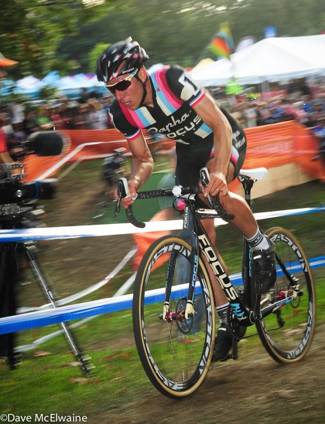 Jeremy Powers (Rapha Focus) with the leaders on lap two