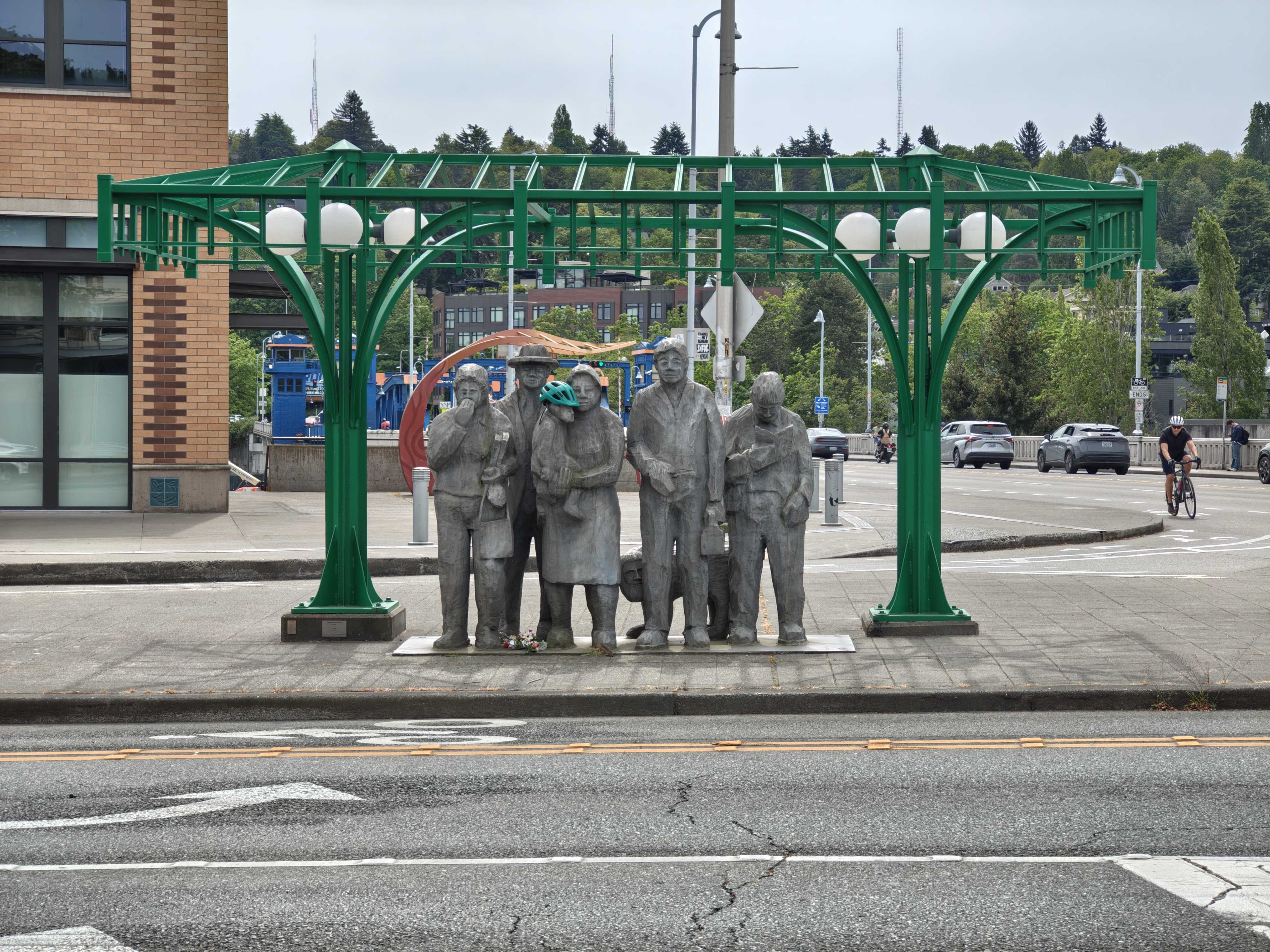 Statues on a sidewalk