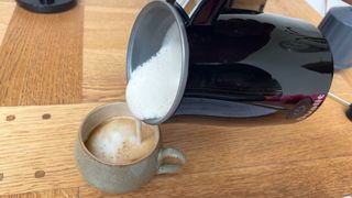 Image of milk frother of Dualit coffee machine during testing