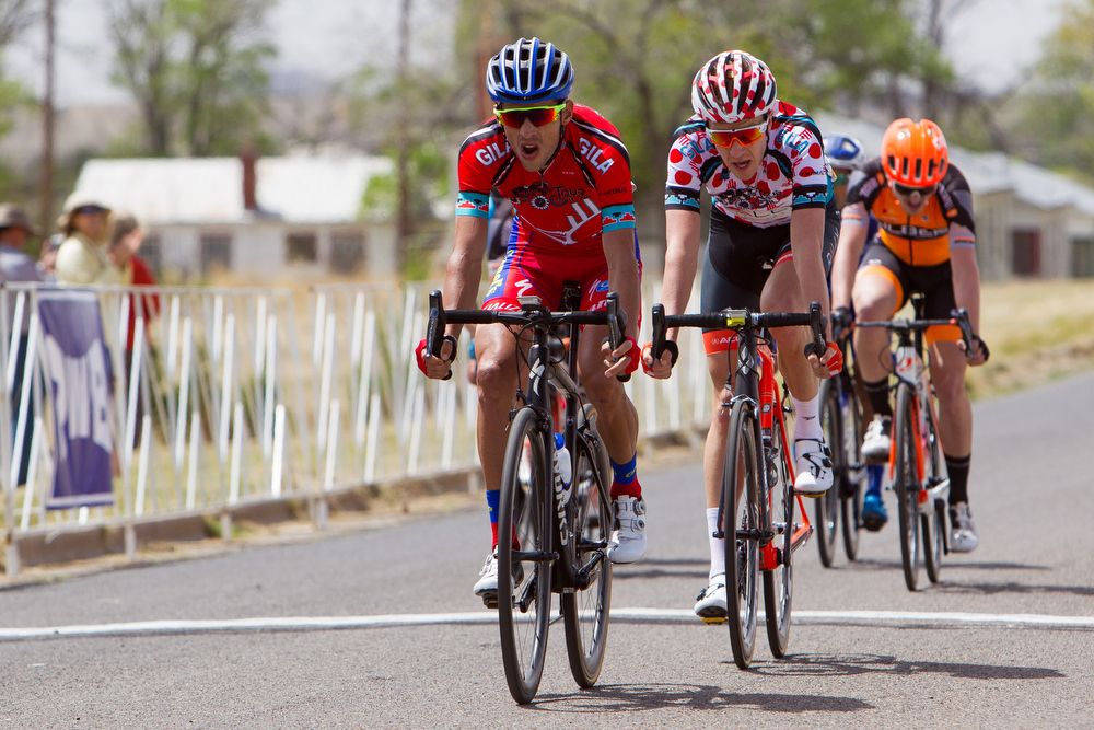 Eduardo Sanchez (Canel's-Specialized) and Robert Britton (Rally Cycling) finishs stage 2 at Tour of the Gila