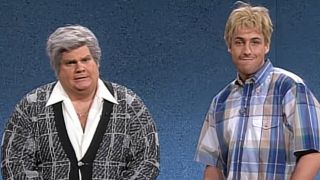 Chris Farley and Adam Sandler in the Saturday Night Live sketch "The Herlihy Boy: Dog-Sitting Service"
