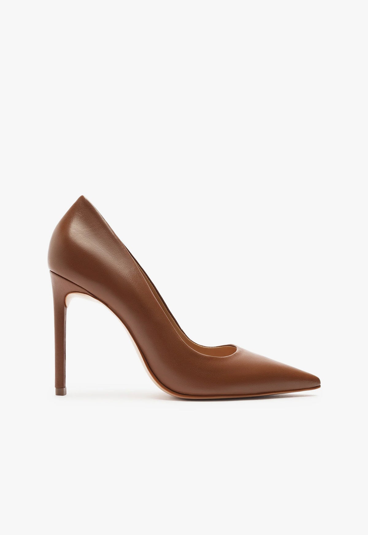 Lou High Stiletto Brown Pump - 5 / Wood / Nappa Leather