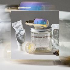 A compilation of Shannon Lawlor's empty beauty products from November 2025, including Mirror Water Bath Salts, Dr Althea Moisturiser, Clé de Peau Serum, Rhode Eye Masks, Laneige Sleeping Lip Mask and Refy Brow Tint