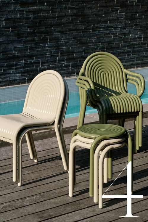 Groove Outdoor Dining Chair Putty
