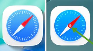 Old Apple compass icon and new Apple compass icon side by side