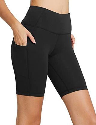 Baleaf Biker Shorts Women Yoga Gym Workout Spandex Running Volleyball Tummy Control Compression Shorts With Pockets 8