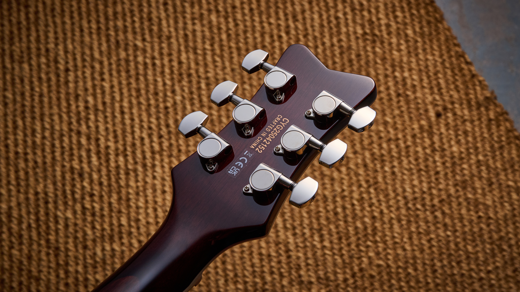 The tuning machines on the back of the Gretsch Electromatic CVT headstock