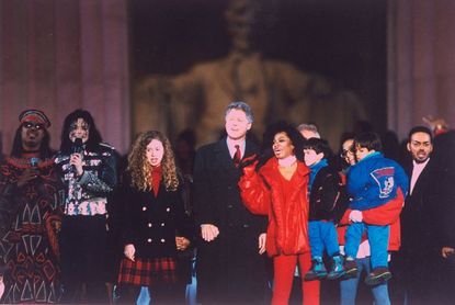 Stevie Wonder, Michael Jackson, and Diana Ross With Bill Clinton