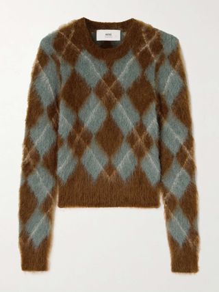 Argyle Brushed-Knit Sweater