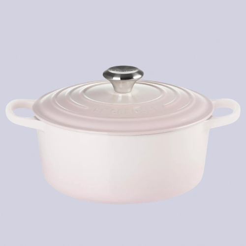 Light pink le creuset casserole dish