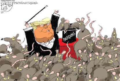 Political Cartoon U.S. Trump Rod Blagojevich Bernie Kerik pardons rats infestation