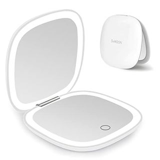 Deweisn Compact Mirror, Lighted Travel Makeup Mirror With 1x/10x Magnifying Double Sided Dimmable Portable Pocket for Handbag and Pocket, Usb Charging(white)