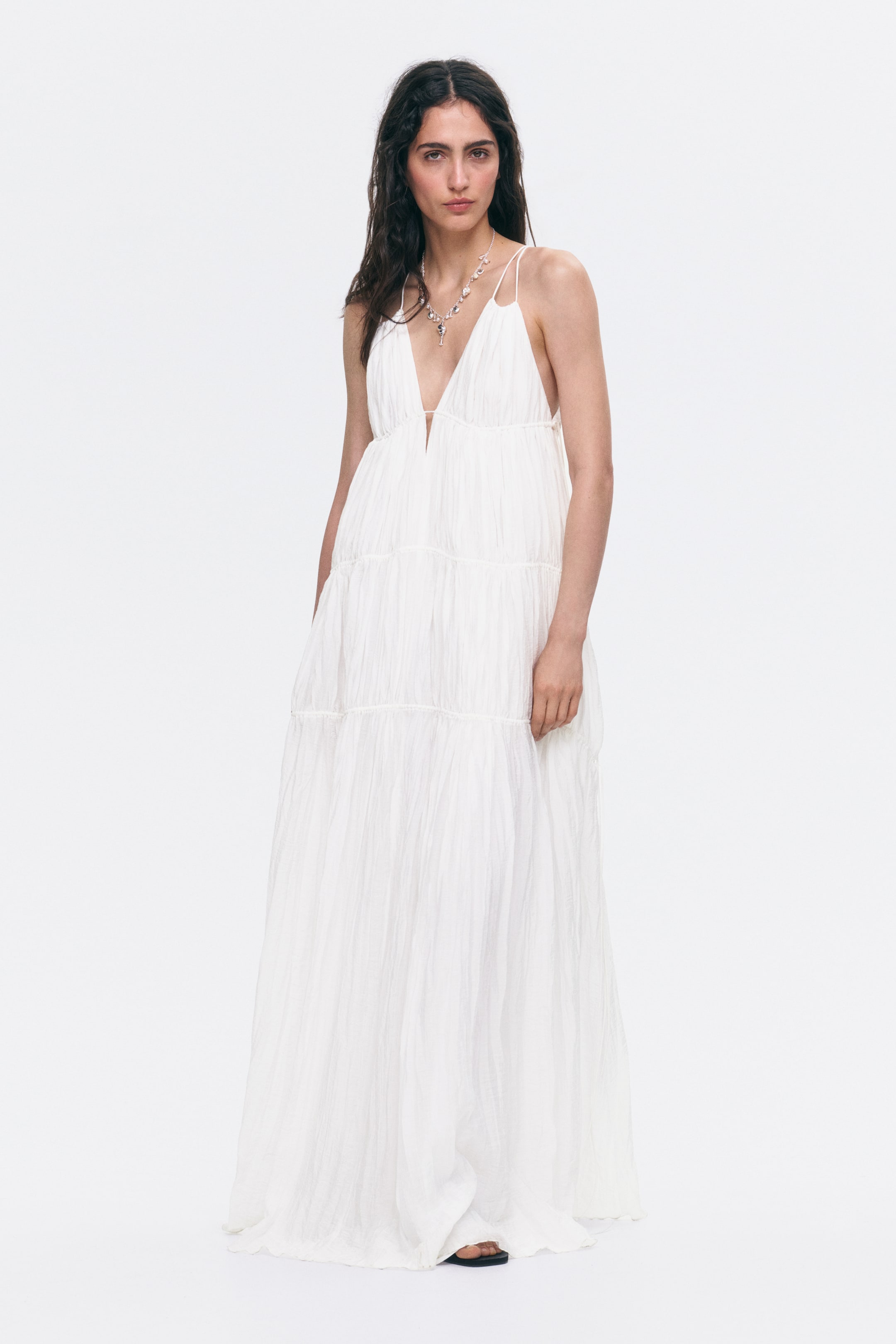 Drawstring-Detail A-Line Dress